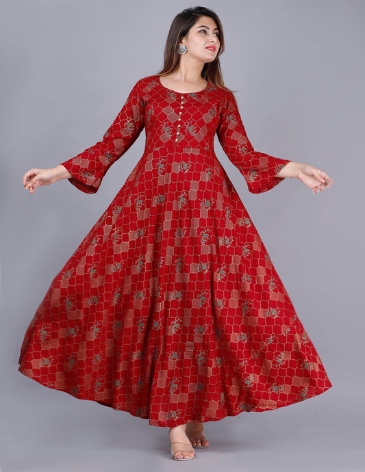 Buy online Red Three Quarter Sleeve Straight Kurti from Kurta Kurtis for  Women by Riya for ₹560 at 78% off | 2024 Limeroad.com